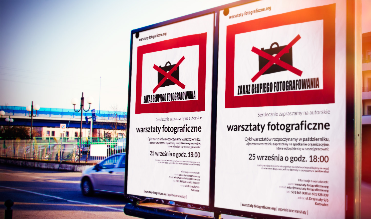 Plakatowanie okolicy - warsztaty fotograficzne w Katowicach
